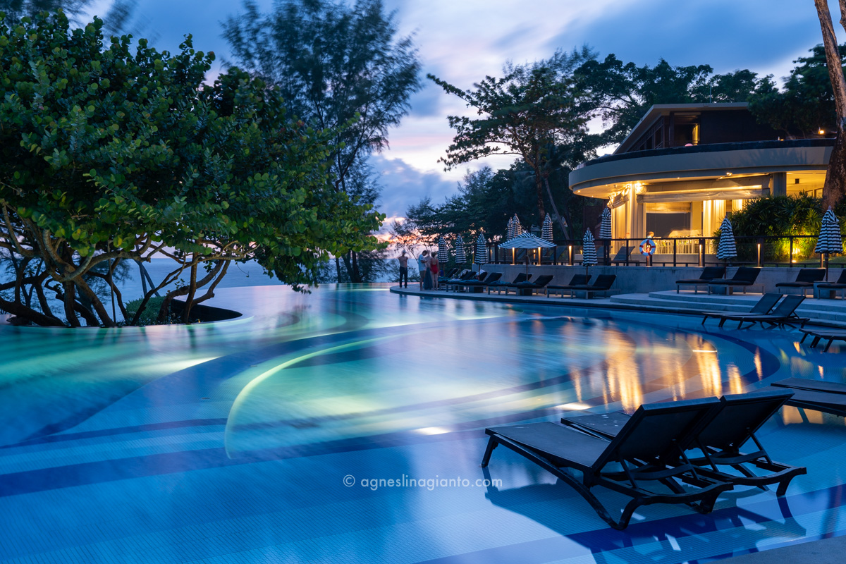 Main pool at Pullman Phuket Arcadia during sunset