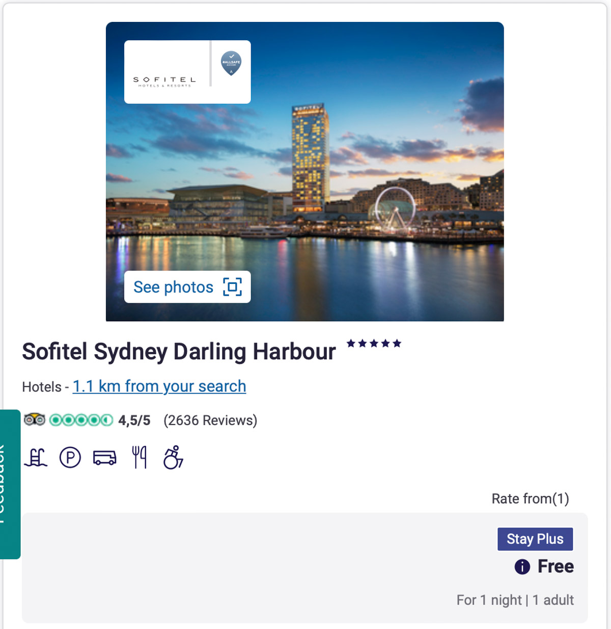 Accor Plus free hotel stay at Sofitel Sydney Darling Harbour 